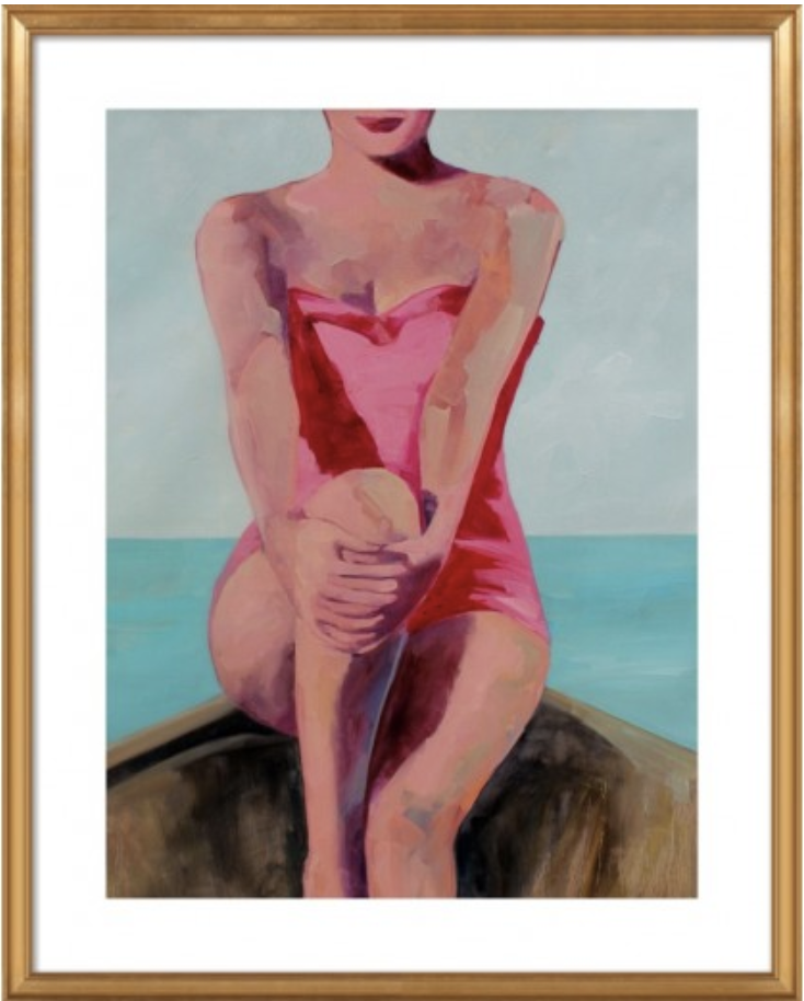 WOMAN IN A BOAT BY T.S. HARRIS FOR ARTFULLY WALLS - 18x22 - With Mat - Image 0