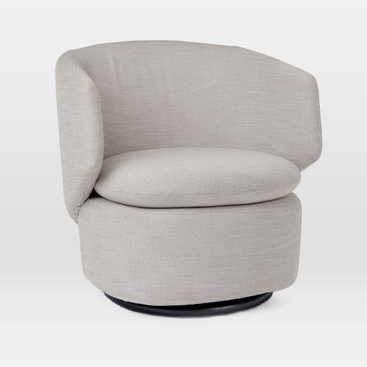 Crescent Swivel Chair, Basket Slub, Feather Gray - Image 0