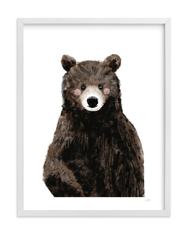 Baby Animal.Bear - White Wood Frame 18" x 24" - Image 0