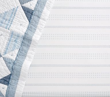 Rachel Ashwell Foulard Stripe Crib Fitted Sheet, Blue - Image 0