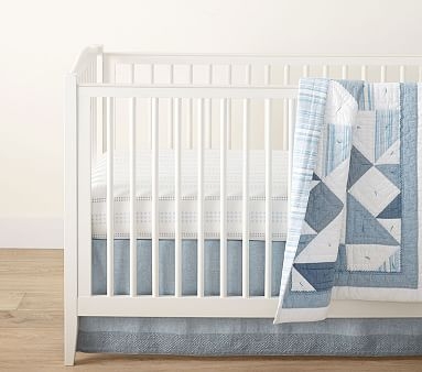 Rachel Ashwell Foulard Stripe Crib Fitted Sheet, Blue - Image 1
