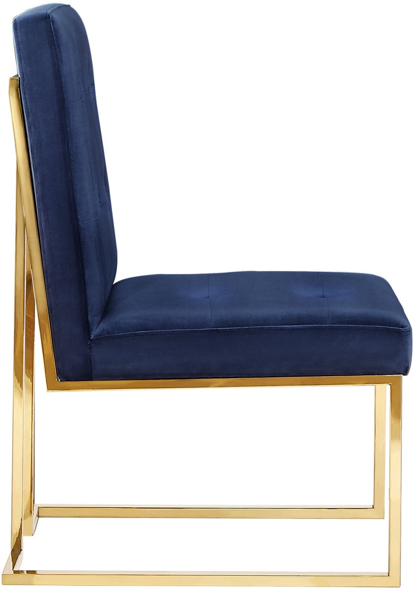 Evelyn Navy Velvet Chair - Set of 2 - Image 3