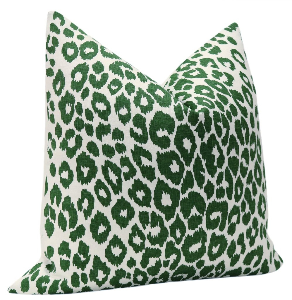 Iconic Leopard Print // Green, 18" Pillow Cover - Image 1
