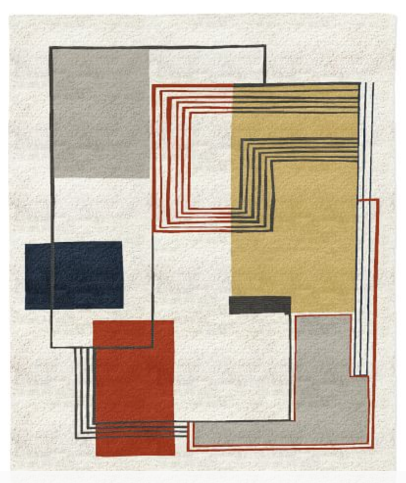 Abstract Lines Wool Rug - Image 0