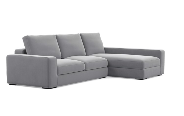 Ainsley Chaise Sectional in Elephant Fabric with Matte Black legs - Image 1