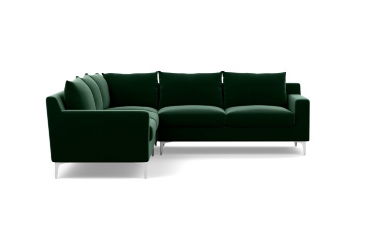 Sloan Sectionals with Corner Sectionals in Emerald Fabric with natural oak legs - Image 2