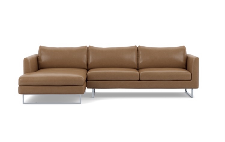 Owens Leather Chaise Sectional in Palomino with Chrome Plated legs - Image 0