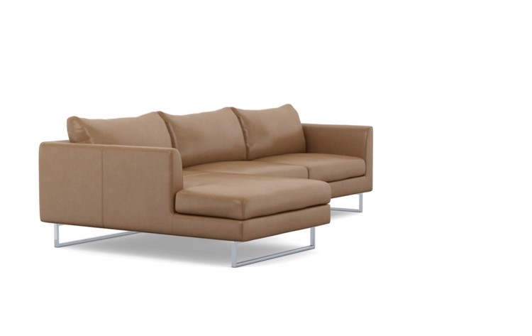 Owens Leather Chaise Sectional in Palomino with Chrome Plated legs - Image 1