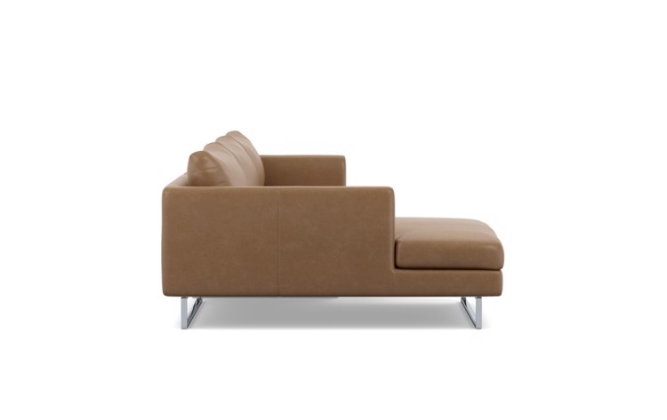 Owens Leather Chaise Sectional in Palomino with Chrome Plated legs - Image 2