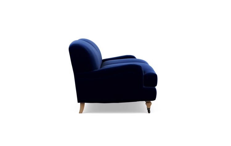 Rose by The Everygirl Sofa in Oxford Blue Fabric with White Oak with Antiqued Caster legs - Image 2
