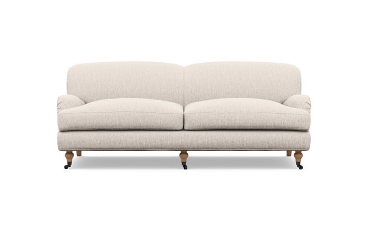 Rose by The Everygirl Sofa in Wheat Cross Weave with White Oak with Antiqued Caster legs - Image 0