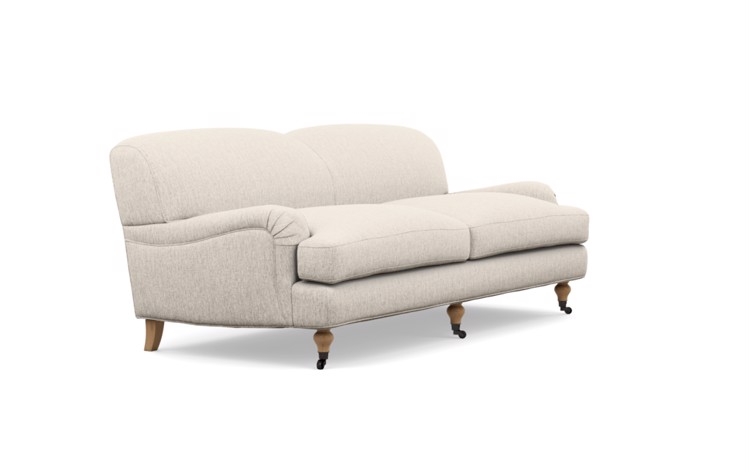 Rose by The Everygirl Sofa in Wheat Cross Weave with White Oak with Antiqued Caster legs - Image 1