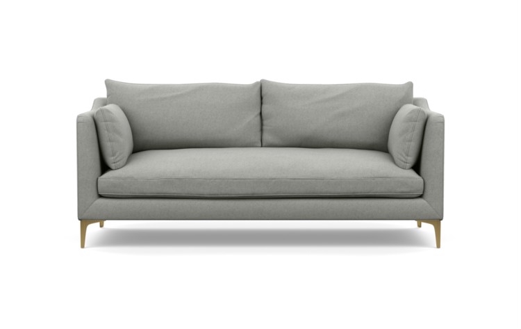 Caitlin by The Everygirl Sofa in Ecru Fabric with Brass Plated legs - Image 0