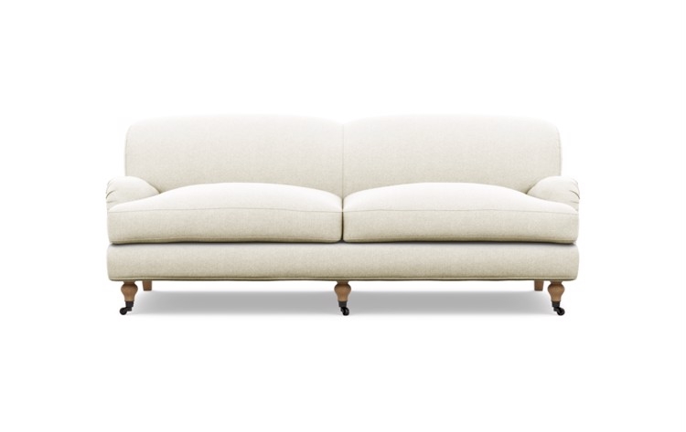 Rose by The Everygirl Sofa in Vanilla Fabric with White Oak with Antiqued Caster legs - Image 0
