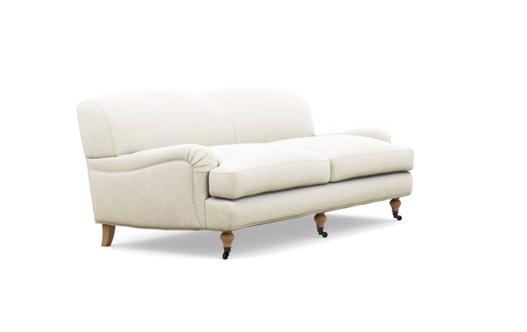 Rose by The Everygirl Sofa in Vanilla Fabric with White Oak with Antiqued Caster legs - Image 1