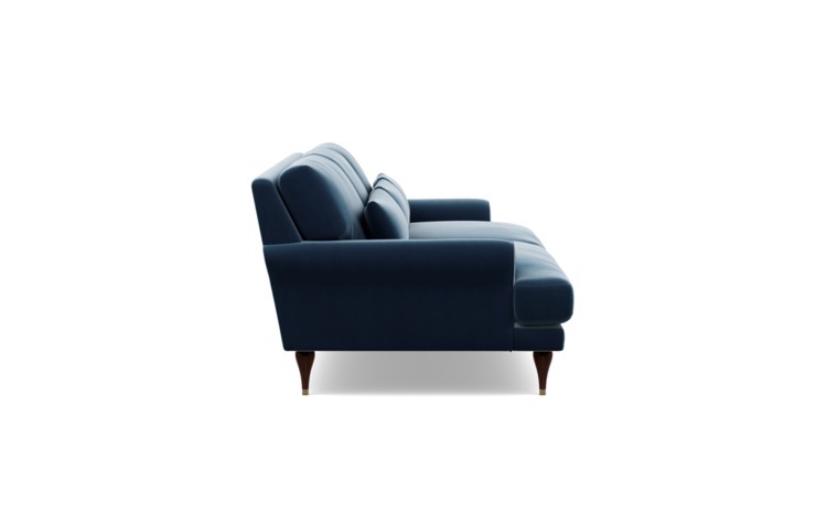 Maxwell Sofa in Sapphire Fabric with Oiled Walnut with Brass Cap legs - Image 2