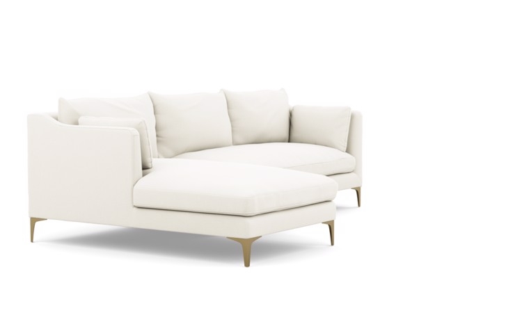 Caitlin by The Everygirl Chaise Sectional in Ivory Fabric with Brass Plated legs - Image 1