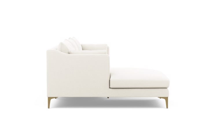Caitlin by The Everygirl Chaise Sectional in Ivory Fabric with Brass Plated legs - Image 2