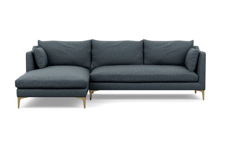Caitlin by The Everygirl Chaise Sectional in Rain Fabric with Brass Plated legs - Image 0