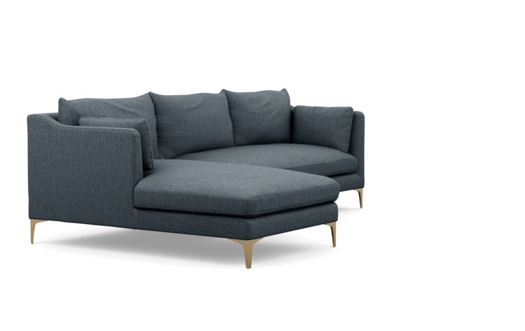 Caitlin by The Everygirl Chaise Sectional in Rain Fabric with Brass Plated legs - Image 1