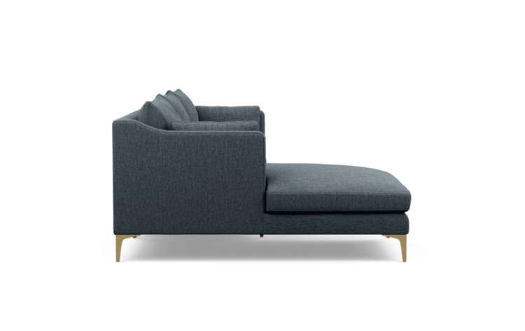 Caitlin by The Everygirl Chaise Sectional in Rain Fabric with Brass Plated legs - Image 2