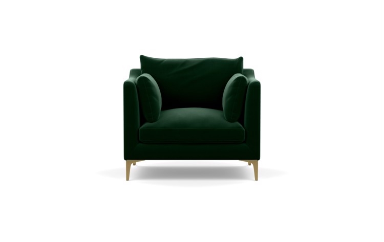 Caitlin by The Everygirl Chairs in Emerald Fabric with Brass Plated legs - Image 0