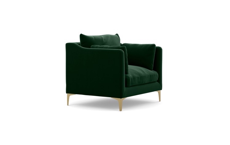 Caitlin by The Everygirl Chairs in Emerald Fabric with Brass Plated legs - Image 1