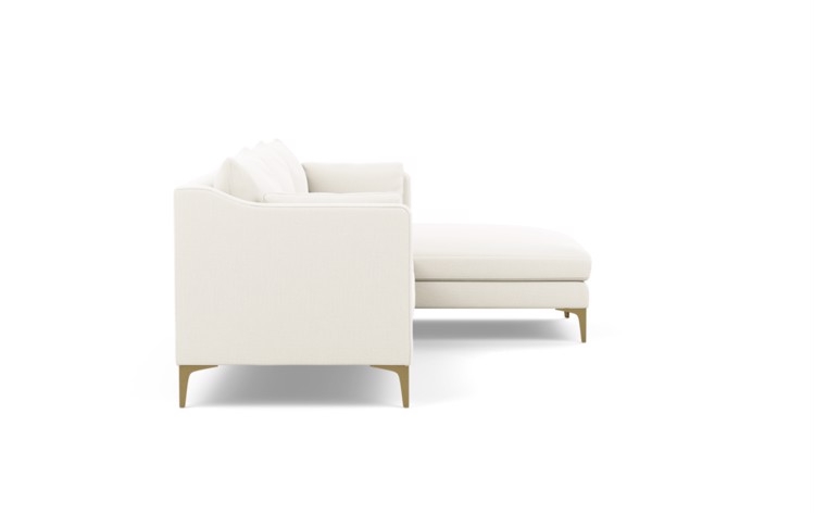 Caitlin by The Everygirl Chaise Sectional in Ivory Fabric with Brass Plated legs -LEFT CHAISE - Image 2
