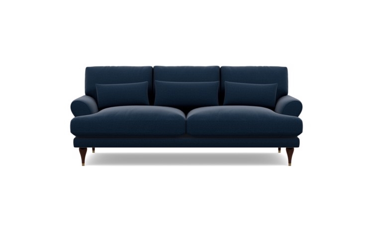 Maxwell Sofa in Ocean Fabric with Oiled Walnut with Brass Cap legs - Image 0