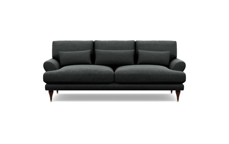 Maxwell Sofa in Onyx Fabric with Oiled Walnut with Brass Cap legs - Image 0