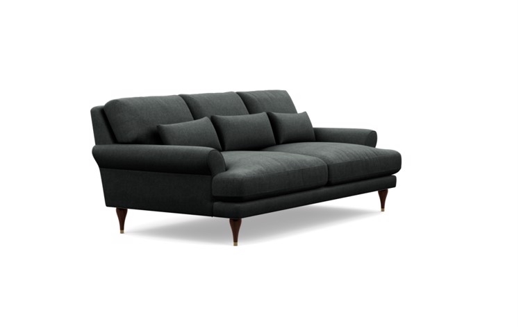 Maxwell Sofa in Onyx Fabric with Oiled Walnut with Brass Cap legs - Image 1