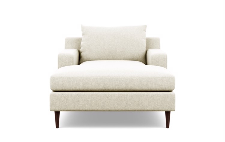 Sloan Chaise Chaises in Vanilla Fabric with facingright facing chaise with Oiled Walnut legs - Image 0