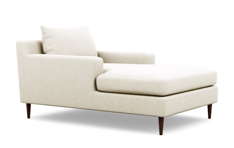 Sloan Chaise Chaises in Vanilla Fabric with facingright facing chaise with Oiled Walnut legs - Image 1