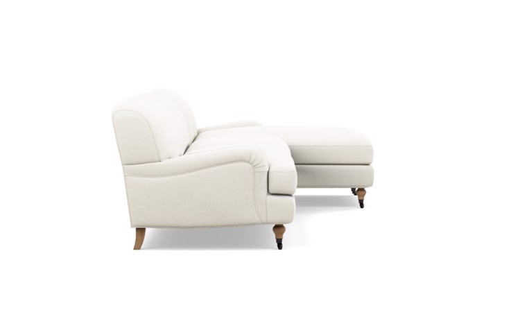 Rose by The Everygirl Chaise Sectional in Ivory Fabric with White Oak with Antiqued Caster legs - Image 2