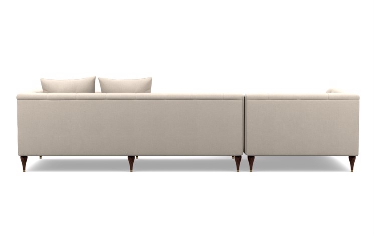Ms. Chesterfield Chaise Sectional in Natural Fabric with Oiled Walnut with Brass Cap legs - Image 3
