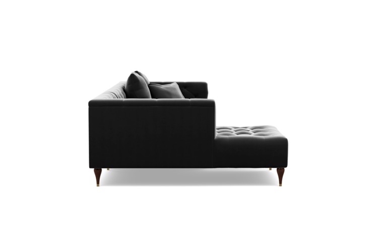 Ms. Chesterfield Chaise Sectional in Narwhal Fabric with Oiled Walnut with Brass Cap legs - Image 2