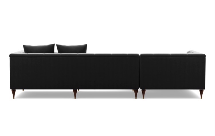 Ms. Chesterfield Chaise Sectional in Narwhal Fabric with Oiled Walnut with Brass Cap legs - Image 3