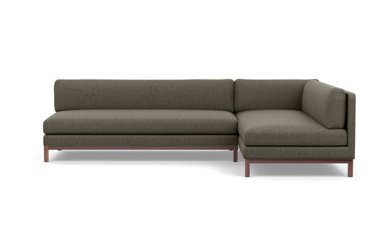 Jasper Chaise Sectional in Mushroom Fabric with Oiled Walnut legs - Image 0
