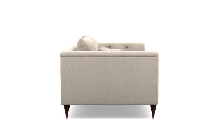 Ms. Chesterfield Sofa in Natural Fabric with Oiled Walnut with Brass Cap legs - Image 2