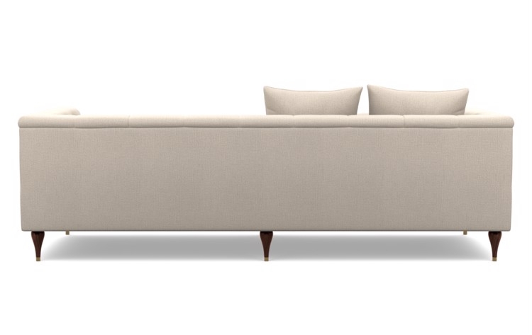Ms. Chesterfield Sofa in Natural Fabric with Oiled Walnut with Brass Cap legs - Image 3