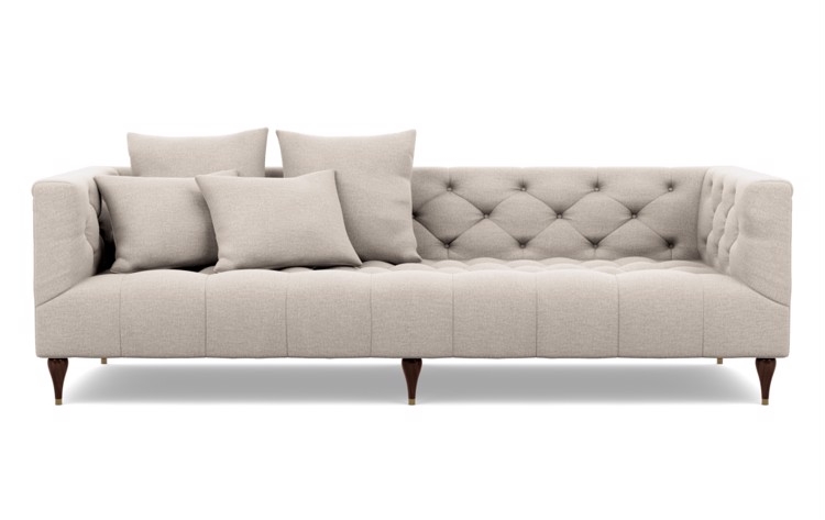 Ms. Chesterfield Sofa in Linen Fabric with Oiled Walnut with Brass Cap legs - Image 0