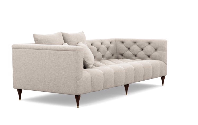 Ms. Chesterfield Sofa in Linen Fabric with Oiled Walnut with Brass Cap legs - Image 1