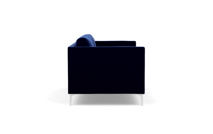 Oliver Sofa in Oxford Blue Fabric with Chrome Plated legs - Image 2