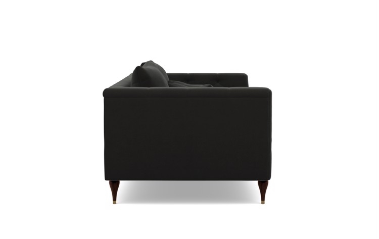 Ms. Chesterfield Sofa in Shadow Fabric with Oiled Walnut with Brass Cap legs - Image 2
