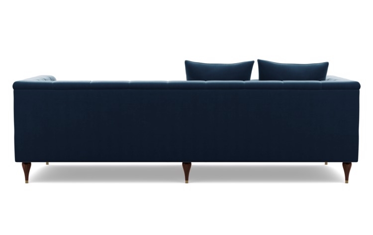 Ms. Chesterfield Sofa in Sapphire Fabric with Oiled Walnut with Brass Cap legs - Image 3