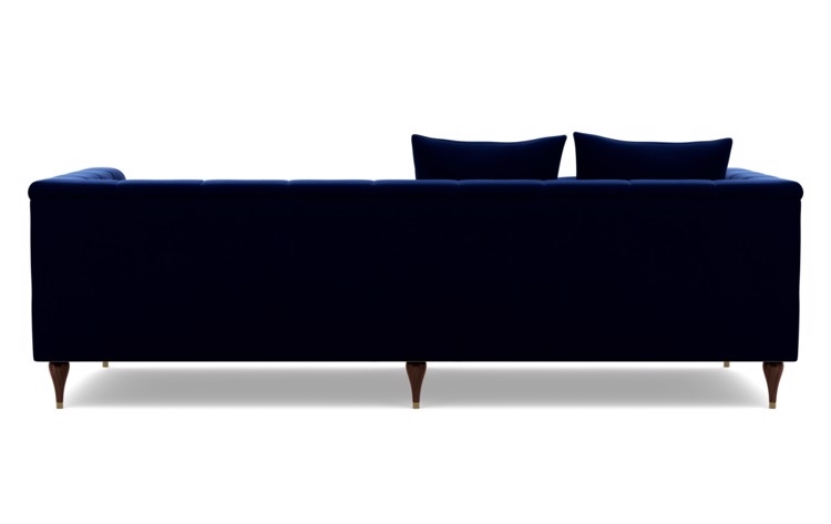 Ms. Chesterfield Sofa in Oxford Blue Fabric with Oiled Walnut with Brass Cap legs - Image 3