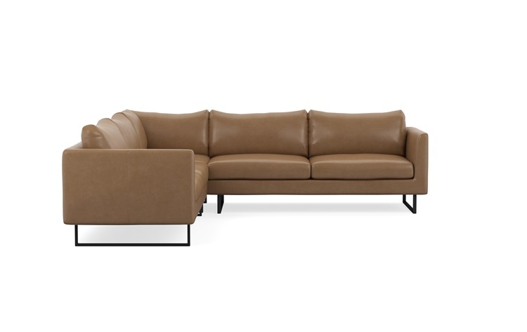 Owens Leather Sectionals with Corner Sectionals in Palomino with Matte Black legs - Image 0