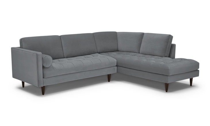 Gray Briar Mid Century Modern Sectional with Bumper - Synergy Pewter - Coffee Bean - Right - Image 0