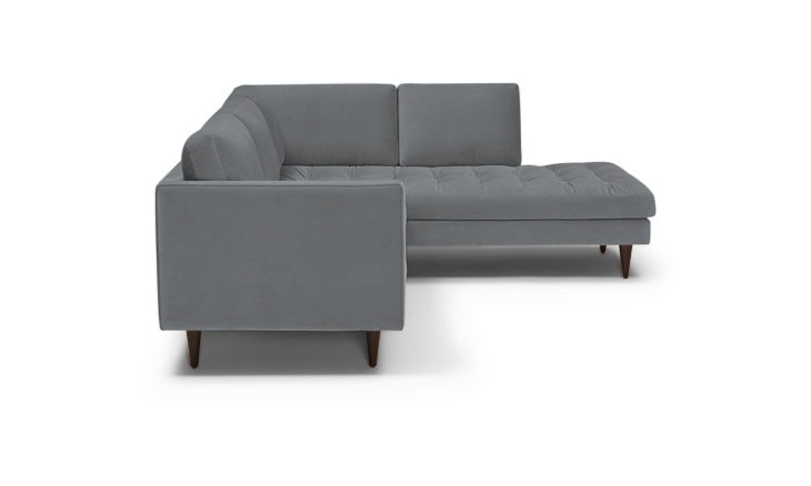 Gray Briar Mid Century Modern Sectional with Bumper - Synergy Pewter - Coffee Bean - Right - Image 1