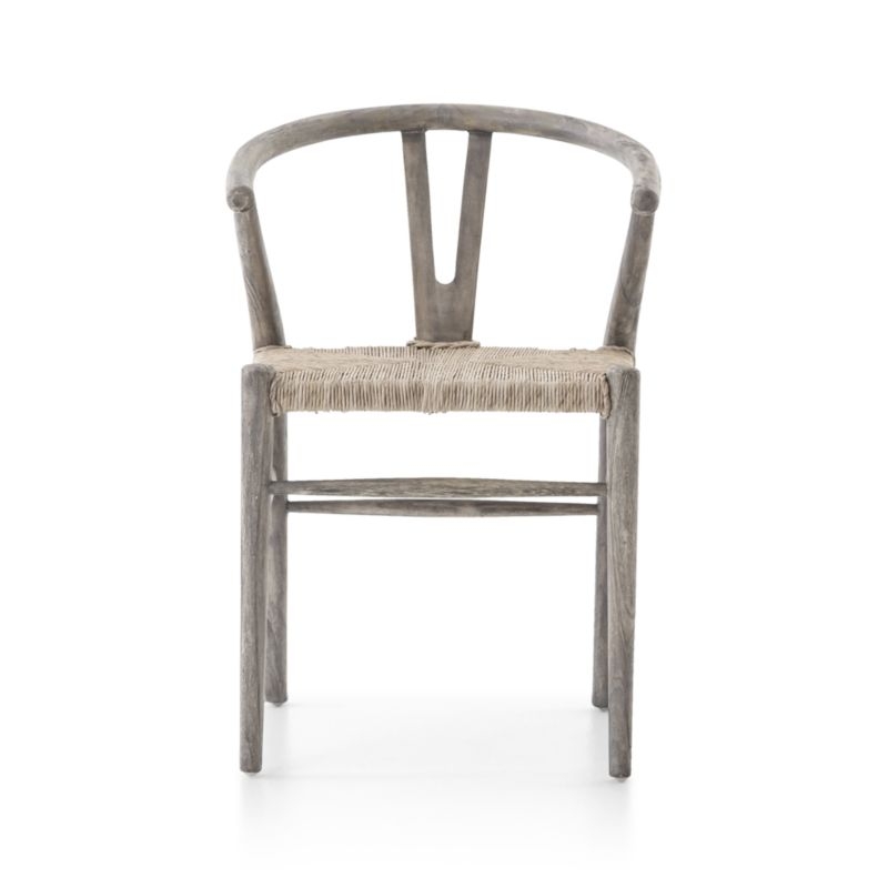 Crescent Weathered Grey Wood Wishbone Dining Chair - Image 2